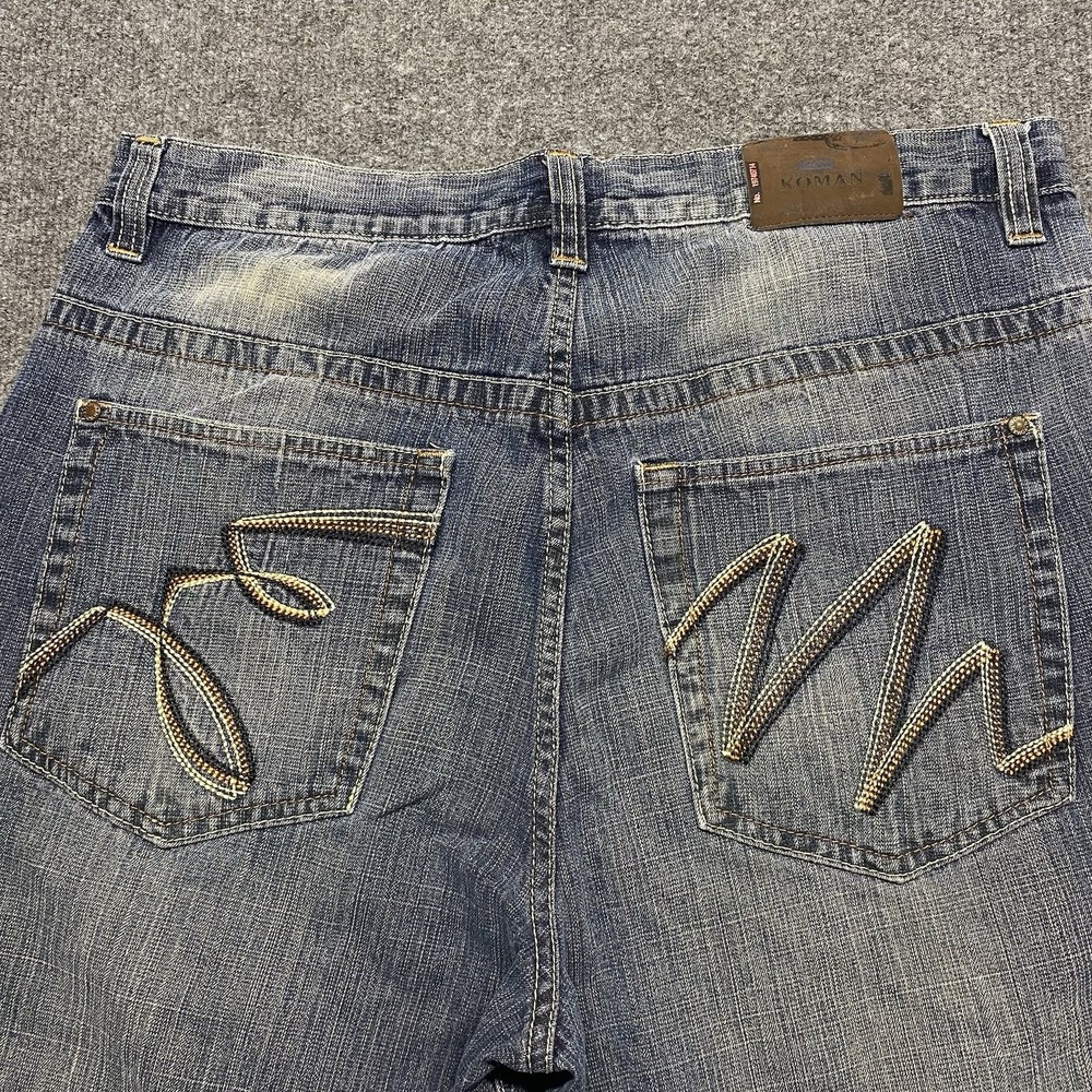 Koman Goth Baggy Sz 36x32 Wide Leg Skate Y2K Grunge Punk Long Jorts EUC
